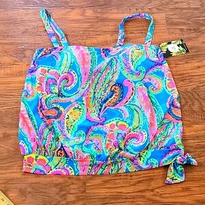 NWT Mazu Swim Top Blue Paisley Bandeau 18W